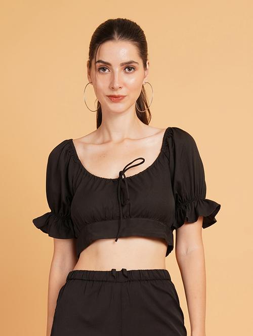 women black viscose crop top - 21508332 - Very Small Image - 1