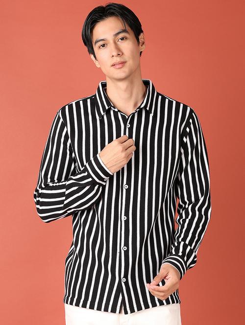 men stripes long sleeve casual shirt - 21510776 - Very Small Image - 1