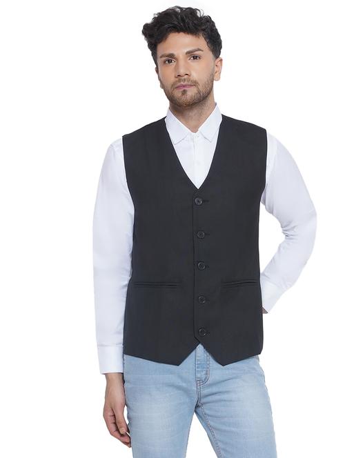 men solids sleeveless waist coat - 21513350 - Very Small Image - 1