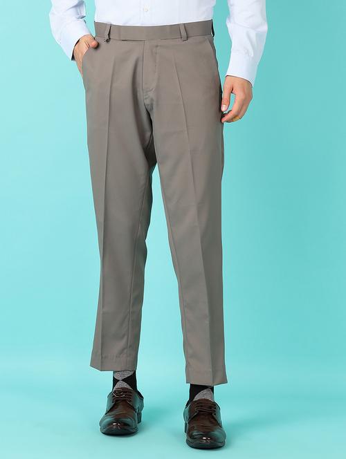 men mid rise solid flat front formal trouser - 21521201 - Very Small Image - 1