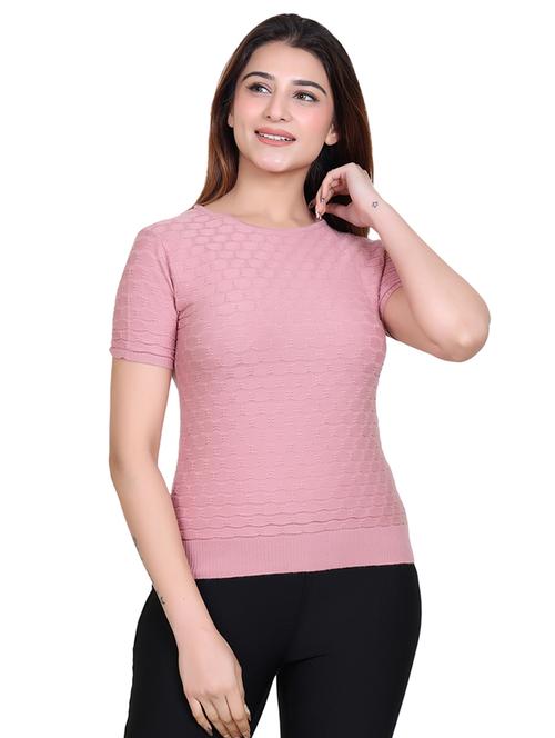 women pink poly blend regular t-shirt - 21529198 - Very Small Image - 1