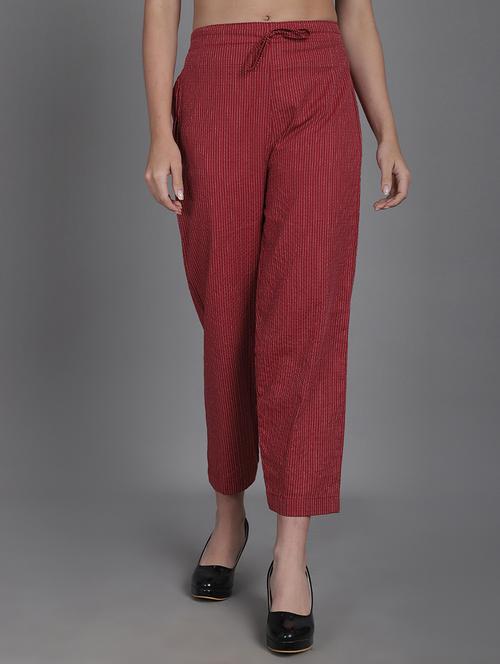 women stripes ankle length flat front trouser - 21529336 - Very Small Image - 1