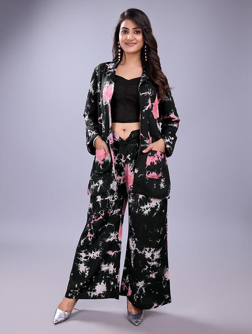 women black viscose jacket and trouser co-ord set - 21530149 - Very Small Image - 1