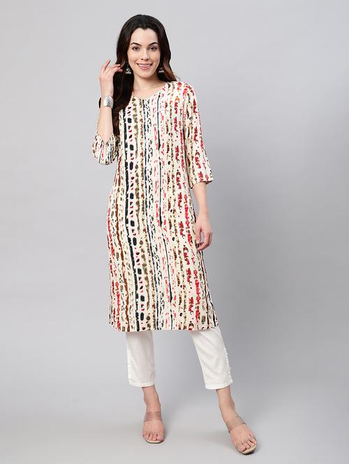 women three quarter sleeves straight kurta - 21534450 - Very Small Image - 1