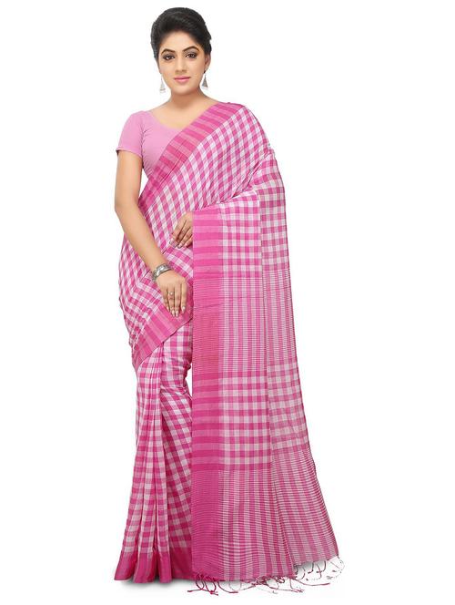 women checkered handloom saree - 21537253 - Very Small Image - 1