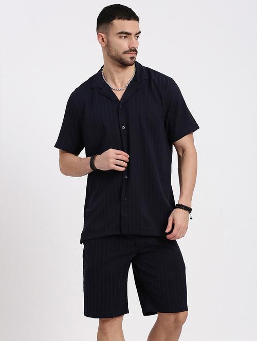men solid shirt & shorts co-ord set - 21550190 - Very Small Image - 1