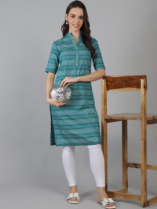 women printed mandarin collared kurta - 21551433 - Very Small Image - 1