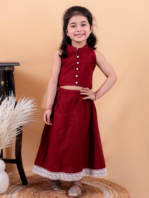 girls solid sleeveless top & skirt set - 21555781 - Very Small Image - 1