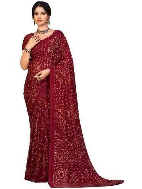women bandhani printed saree - 21567388 - Very Small Image - 1