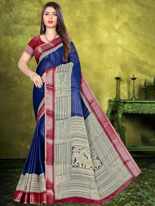 women solid with bordered saree - 21567446 - Very Small Image - 1