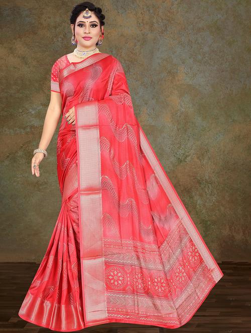 women printed zari boredered saree - 21567452 - Very Small Image - 1