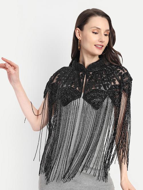 women embellished sleeveless party wear shrug - 21568397 - Very Small Image - 1