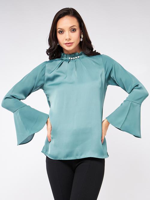 women blue solid regular top - 21571657 - Very Small Image - 1