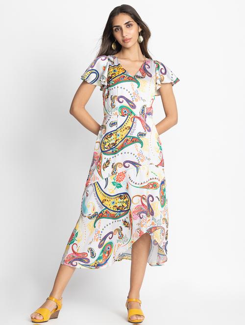 women paisley print bell sleeve asymmetric dress - 21572784 - Very Small Image - 1