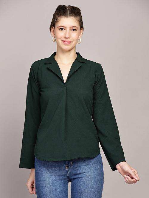 women solid long sleeve top - 21591931 - Very Small Image - 1
