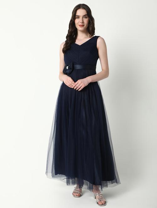 wome solid sleeveless fit & flare dress - 21598011 - Very Small Image - 1