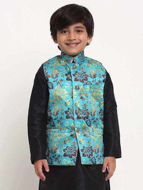 kids floral mandarin neck nehru jacket - 21621039 - Very Small Image - 1