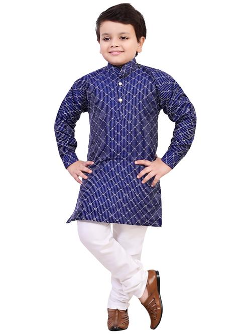 boys mandarin neck kurta payjama ethnic wear set - 21623018 - Very Small Image - 1