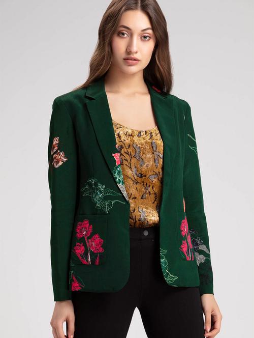 women printed long sleeve casual blazer - 21630502 - Very Small Image - 1