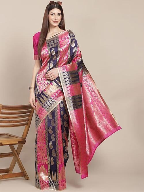 women self design banarasi saree with blouse - 21641237 - Very Small Image - 1