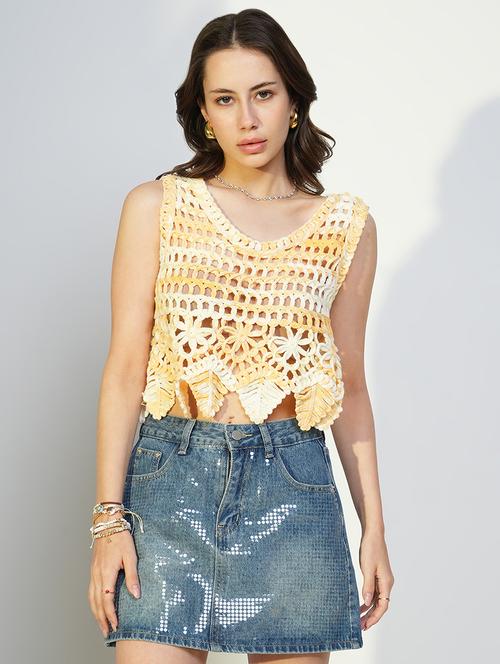 women crochet detailed sleeveless top - 21643465 - Very Small Image - 1
