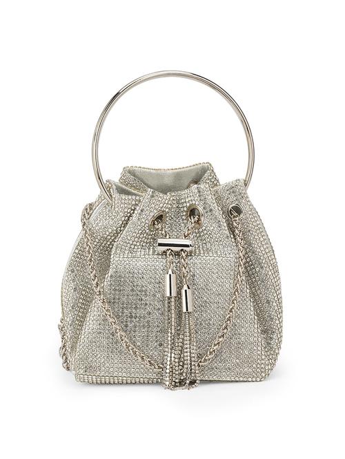 women embellished metal handle handheld bag with chain drawstring closure - 21648250 - Very Small Image - 1