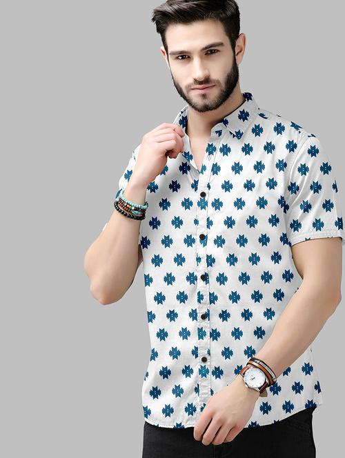 men geometric printed short sleeve casual shirt - 21648808 - Very Small Image - 1