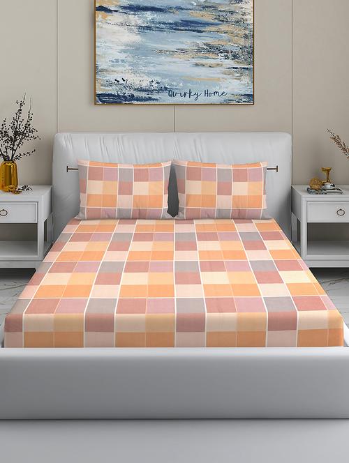 quirky home rome premium cotton blend 180 tc king flat double wrinklefree bedsheet with 2 pillow covers - 21648895 - Very Small Image - 1
