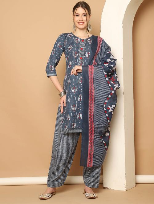 women printed kurta salwar set with dupatta - 21650322 - Very Small Image - 1