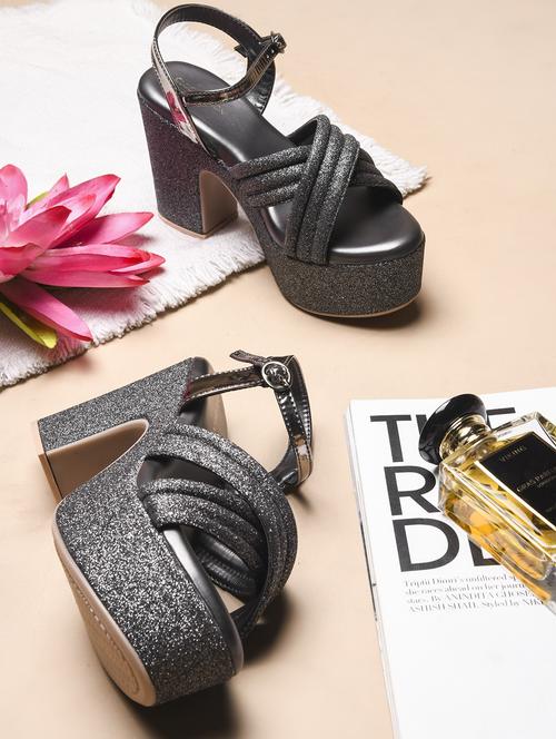 women embellished ankle strap block heel sandals - 21651884 - Very Small Image - 1