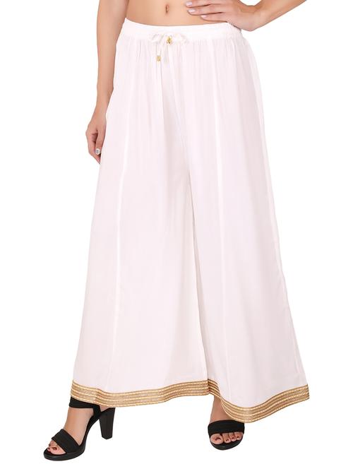 women white solid flared palazzos - 21652701 - Very Small Image - 1