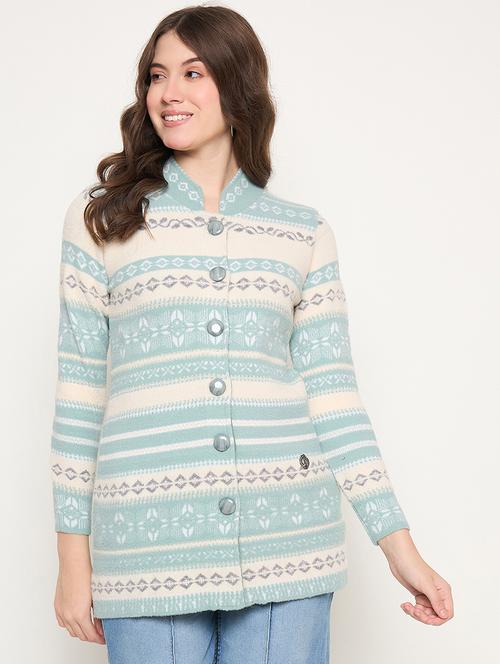 women long sleeves self design cardigan - 21662587 - Very Small Image - 1
