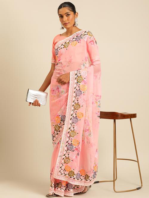 women floral printed saree with blouse - 21663936 - Very Small Image - 1