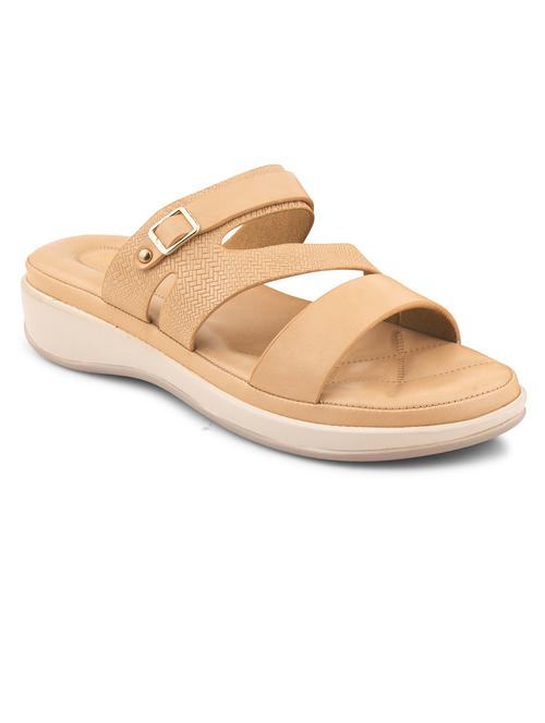 women beige solid slip on sandal - 21664349 - Very Small Image - 1