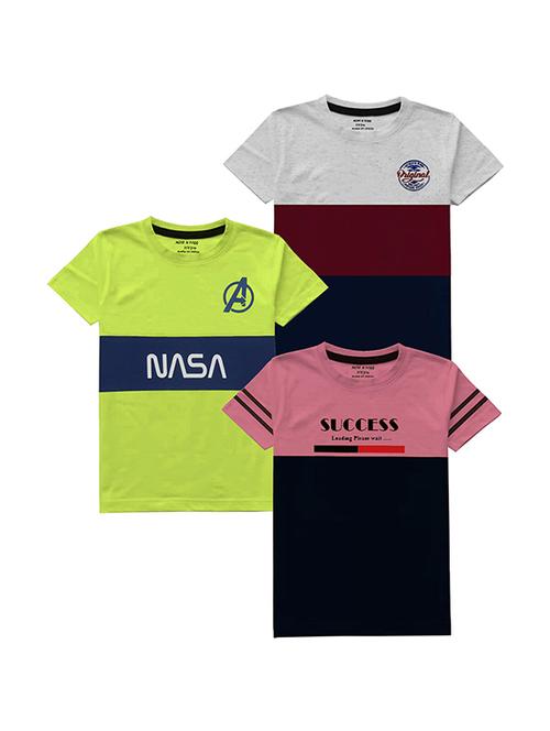 kids round neck short sleeve color block t-shirts combo - 21667024 - Very Small Image - 1