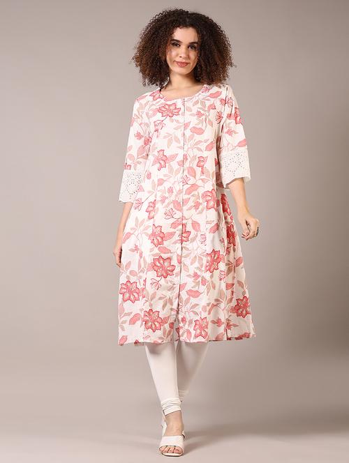 women round neck floral printed a-line kurta - 21670319 - Very Small Image - 1