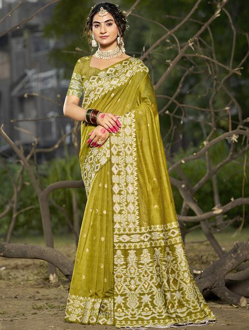 women self design tussar saree with blouse - 21671076 - Very Small Image - 1
