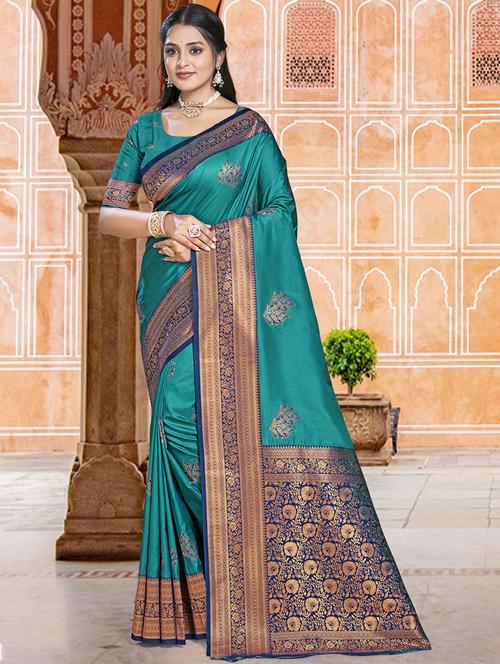 women self design bordered saree with blouse - 21671114 - Very Small Image - 1