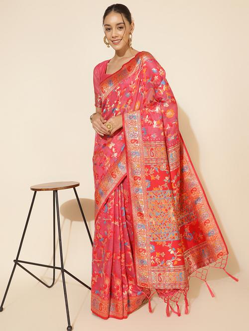 women self design chanderi saree with blouse - 21678730 - Very Small Image - 1