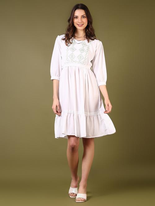 women embroidered puff sleeves tiered dress - 21679842 - Very Small Image - 1