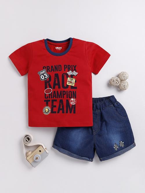 kids printed cotton shorts twin set - 21680633 - Very Small Image - 1