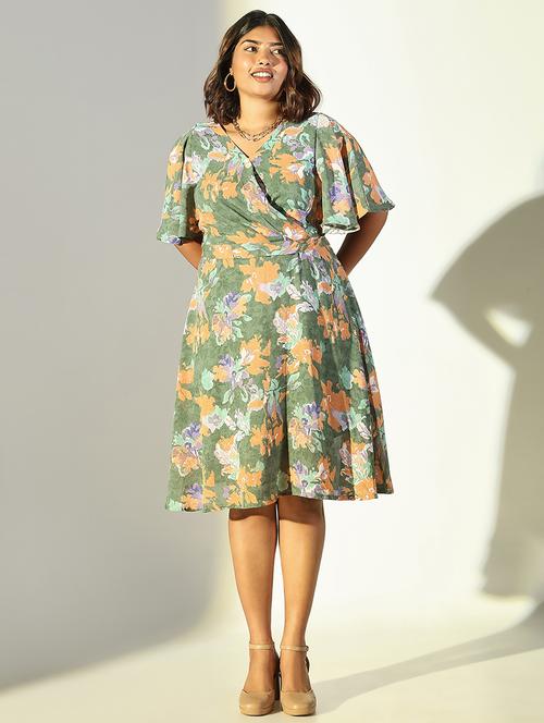 women floral printed fit & flare dress - 21682101 - Very Small Image - 1