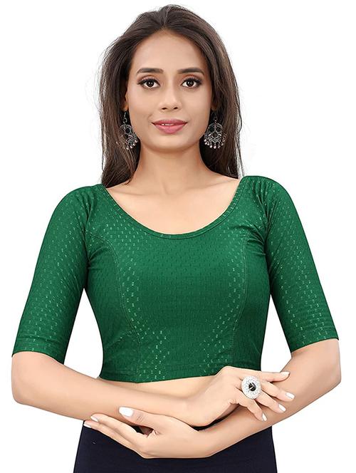 women cotton lycra dobby blouse stitched self design round neck saree blouse - 21692907 - Very Small Image - 1