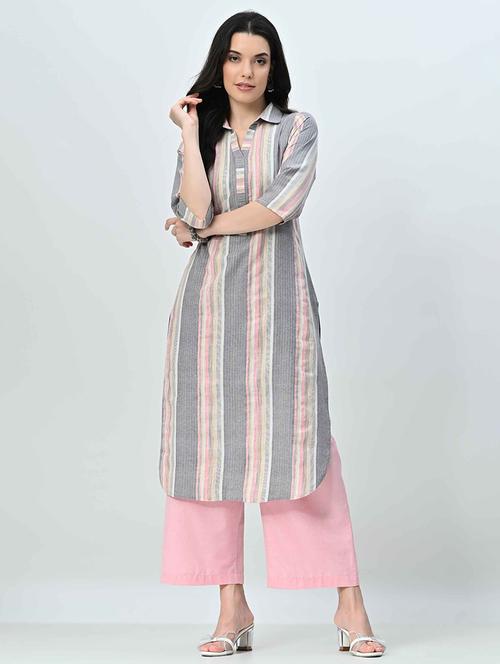women stripes printed kurta palazzo set - 21696482 - Very Small Image - 1