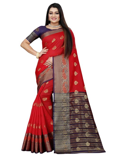 women self design zari bordered saree - 21696818 - Very Small Image - 1