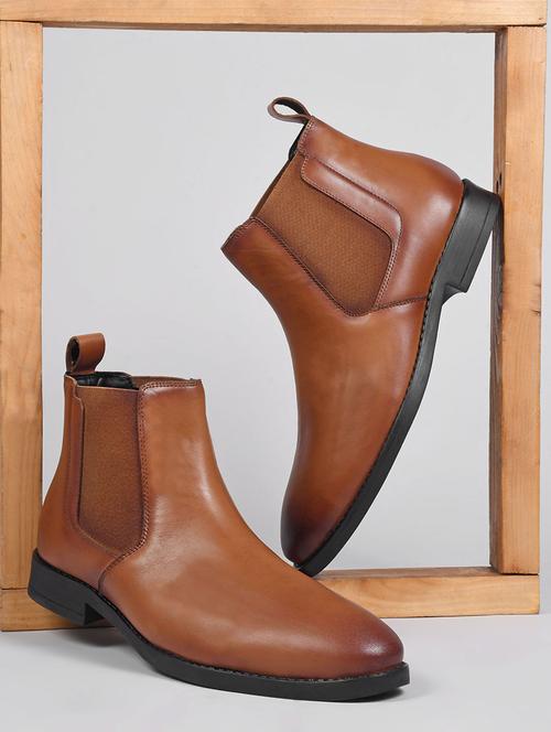 men tan slip on boots - 21698013 - Very Small Image - 1