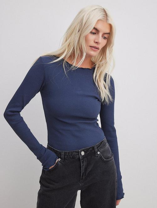 women blue solid long sleeve top - 21699932 - Very Small Image - 1