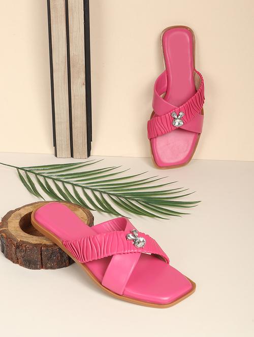 pink synthetic slip on sandals - 21701522 - Very Small Image - 1
