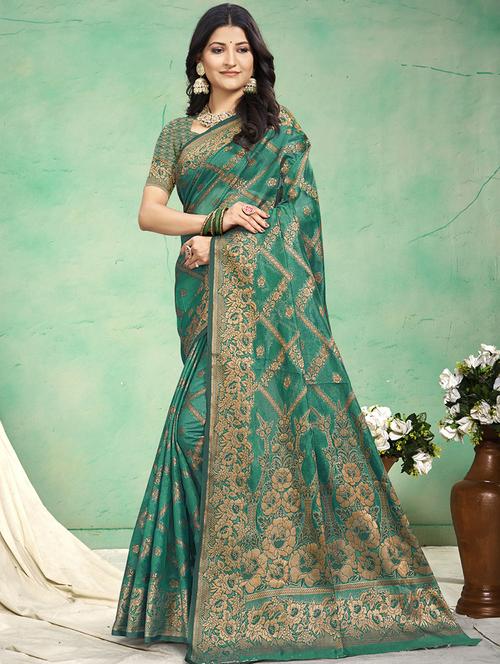 women self design banarasi saree with blouse - 21708985 - Very Small Image - 1