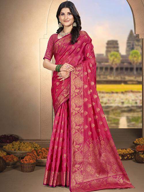 women self design banarasi saree with blouse - 21709001 - Very Small Image - 1
